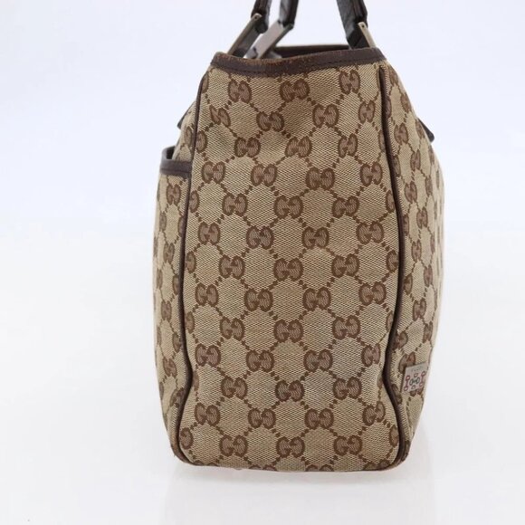 GUCCI GG Canvas Web Sherry Line Tote Bag Beige Gold - Picture 6 of 16